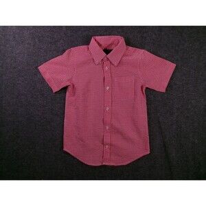 ElK Shirt Boys 8 Red Gingham Seersucker Short Sleeve Button Up Pocket Casual